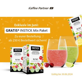 🌞🍹 Sommeraktion im Juni! 🍹🌞

Bestellen Sie jetzt in unserem Online-Shop und sichern Sie sich ein GRATIS* INSTICK Mix Paket ab 250 € Bestellwert! 🎉🎁

Erleben Sie die 12 beliebtesten Sorten wie Grapefruit, Rhabarber, Pfirsich Maracuja und Zitrone - perfekt für erfrischende, zuckerfreie Getränke! 💧🍋🍑

Jetzt zugreifen und genießen! 🛒✨

Kaffee Partner Shop Deutschland: kpinfos.de/shopde
Kaffee Partner Shop Österreich: kpinfos.de/shopat
Kaffee Partner Shop Schweiz: kpinfos.de/shopch

#Sommeraktion #ErfrischungPur #kaffeepartner #Instick #Zuckerfrei #FruchtigeErfrischung

*Ab einer Bestellsumme von 250 € (netto) erhalten Sie einmalig das “Instick Mix Paket” gratis dazu. Der Gratis-Artikel kann im Aktionszeitraum bei einer telefonischen Bestellung oder im Warenkorb des Online-Shops ergänzt werden. Das Gratis-Produkt kann nicht nachträglich einer abgeschlossenen Bestellung hinzugefügt werden. Das Angebot gilt nur so lange der Vorrat reicht und endet spätestens am 30.06.2024.