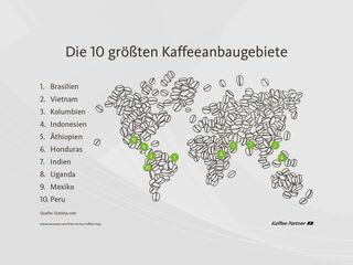 Infografik Weltkarte Top 10 Kaffeeanbaugebiete