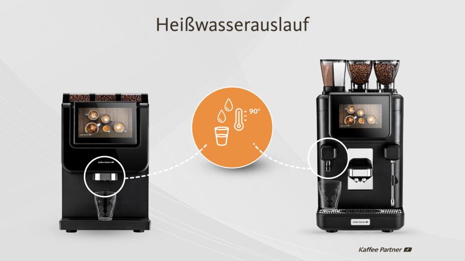 Zwei Kaffeevollautomaten mit Heißwasserfunktion