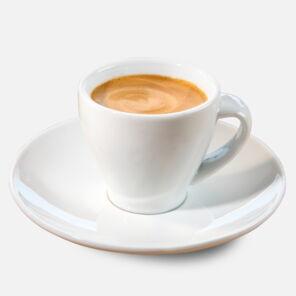 espresso americano in a white mug from Kaffee Partner