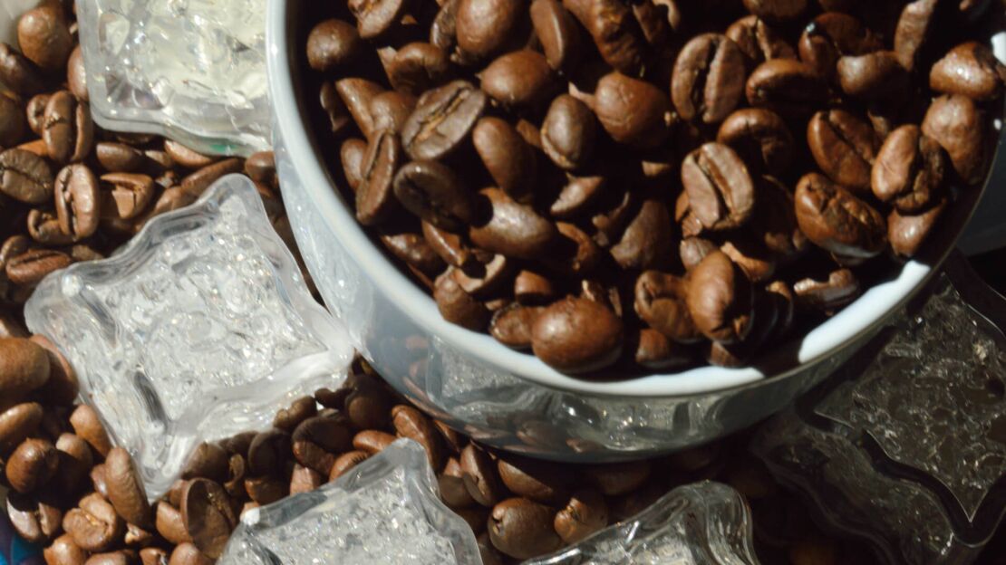 Gefrorene Kaffeebohnen