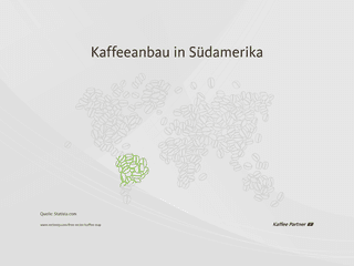 Landkarte von Südamerika als Kaffeeproduktionsland