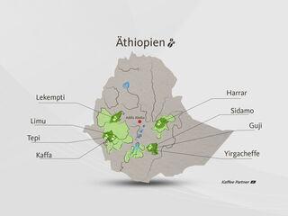 Kaffeeanbaugebiete von Äthiopien - Landkarte