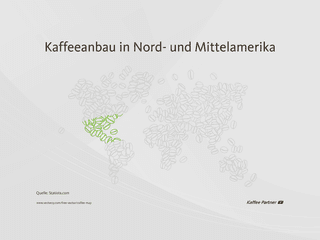 Landkarte Nord- und Mittelamerika als Kaffeeproduktionsland